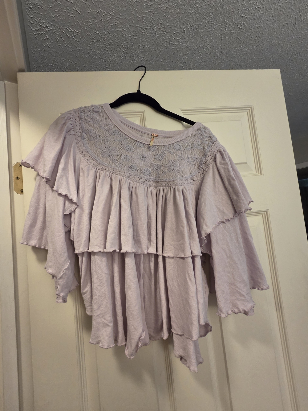 Free People Boho Ruffled Lace Yoke Women's Top